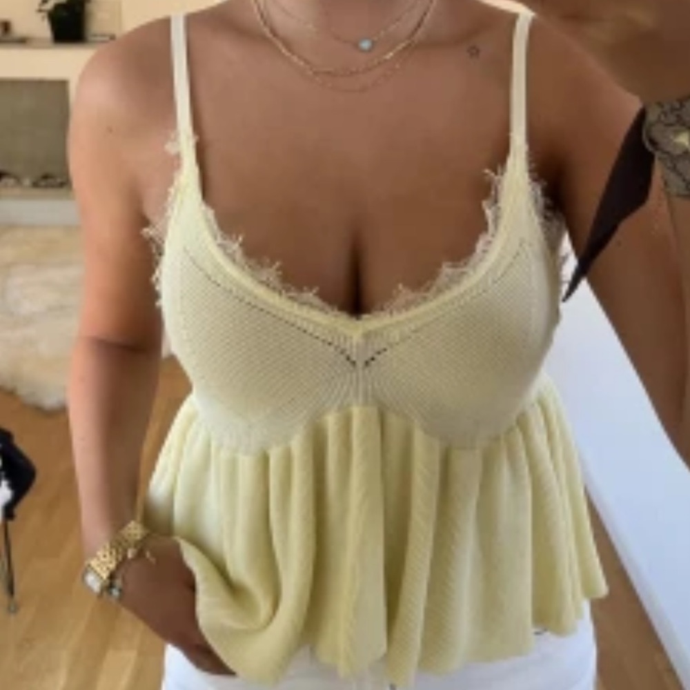 Zara Yellow Knit Peplum Cami